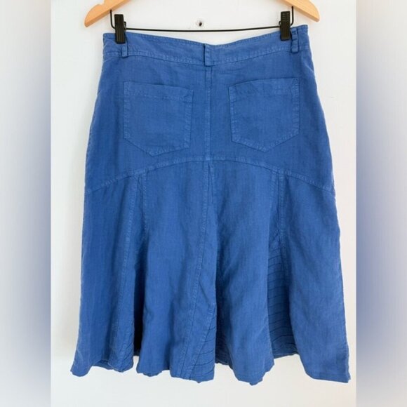 NWT Peruzzi Made in Italy Linen Blue A-Line Midi Skirt size EU 40 - Picture 5 of 6
